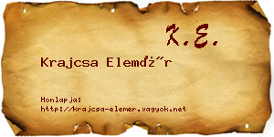 Krajcsa Elemér névjegykártya